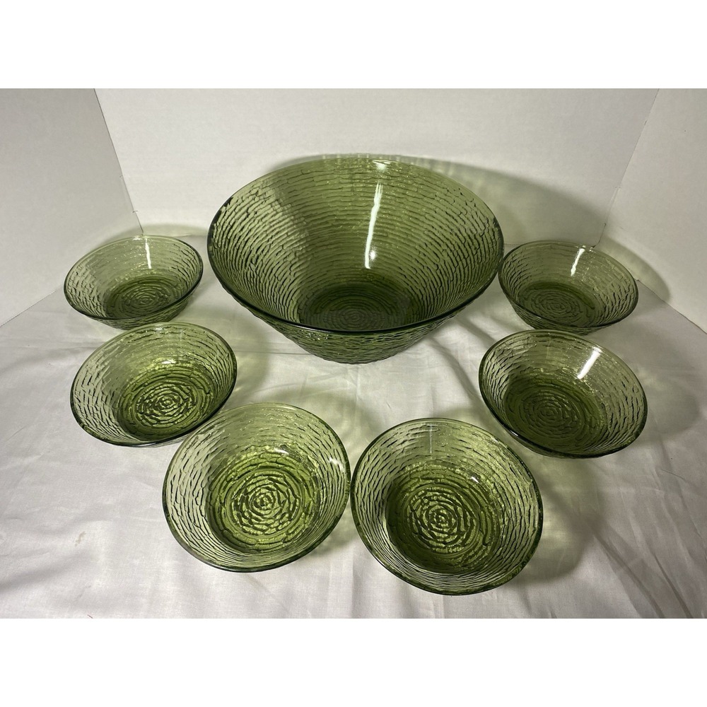 Vintage Anchor Hocking "Soreno" Pattern Salad COMPLETE Set. MINT!
